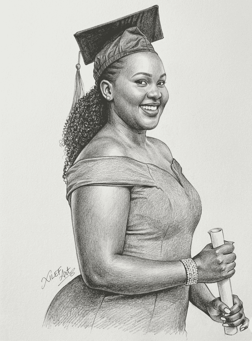 Custom Pencil Art Drawing for a Graduation Gift — Let's Draw Him/Her, A3 at XILEF Art
